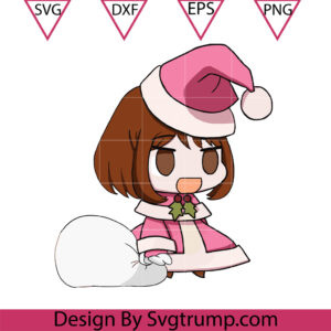 Anime Uraraka Ochako Christmas Svg, Uraraka Ochako Santa Svg, Anime Christmas Svg