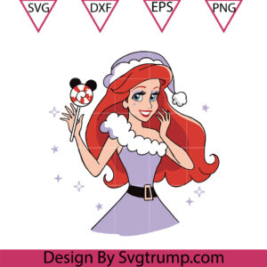 Ariel Christmas Princess Svg, The Little Mermaid Chrsitmas Svg