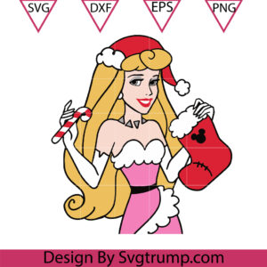 Aurora Holding Christmas Stockings Svg, Princess Christmas Aurora Svg