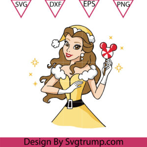 Belle Princess Hat Santa Svg, Christmas Beauty And The Beas Svg