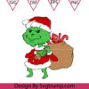 Baby Christmas Grinch Svg Baby Grinch Carrying A Christmas Gift Bag Svg