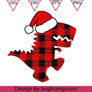Baby Dinosaur Buffalo Svg, Buffalo Plaid Christmas Dinosaur Svg
