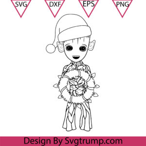 Baby Groot Christmas Elf Svg, Baby Groot Wreath Christmas Svg, Wreath Marvel Svg