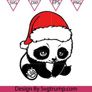 Baby Panda Santa Hat Svg, Baby Panda Christmas Svg