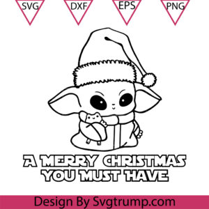 Baby Yoda Santa Hat Christmas And A Frog Svg, Baby Yoda Santa Svg