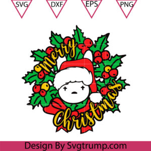 Bad Bunny Christmas Wreath Svg, Bad Bunny Santa Wreath Svg