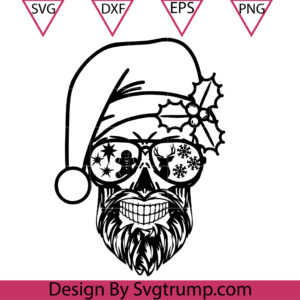 Bearded Skull Christmas Svg, Dad Christmas Skull Svg, Christmas Skull Svg