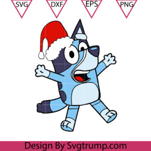 Bluey Santa Hat Svg, Christmas Bluey Svg, Cartoon Santa Hat Svg
