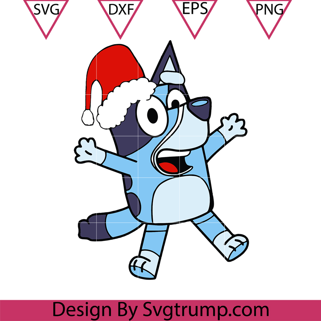 Bluey Santa Hat Svg, Christmas Bluey Svg, Cartoon Santa Hat Svg 3 Bluey Santa Hat Svg, Christmas Bluey Svg, Cartoon Santa Hat Svg