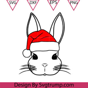 Bunny Santa Hat Svg, Christmas Bunny Svg, Christmas Svg