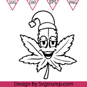 Cannabis Leaves Hat Christmas Svg, Face Cannabis Svg, Christmas Weed Svg