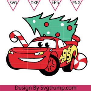 Cars And Christmas Tree SVG, Lightning Mcqueen Christmas Svg