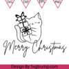 Cat Christmas Holding A GIFT Box Svg Cat Mom Svg Merry Catmas Svg