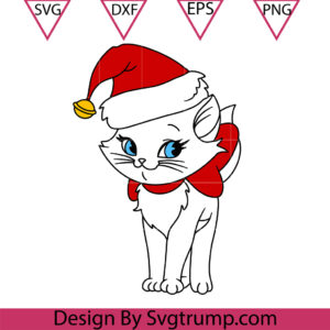 Marie Cat Christmas Svg, Cute Cat Hat Santa Svg, Marie Svg