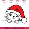 Cat Looking Up Christmas Svg Santa Hat Cat Svg Peeking Kitten Girl Svg