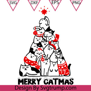 Cats Together Warm Christmas Tree Svg, Catmas Christmas Tree Svg, Merry Catmas Svg