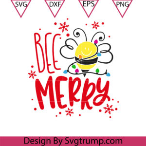Christmas Bee Svg, BEE Merry Cute Christmas Bee Christmas Lights Svg, Christmas Funny Svg
