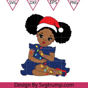Christmas Black Girl Lights Svg, Christmas Lights Svg, Christmas Afro Girl Lights Svg