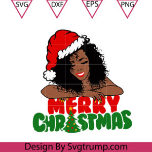 Christmas Black Woman Peeking Svg, African American Christmas Svg, Afro Woman Santa Svg