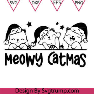 Christmas Cat Meowy Svg, Cute Christmas Meowy Svg, Meowy Catmas Funny Cat Lovers Svg