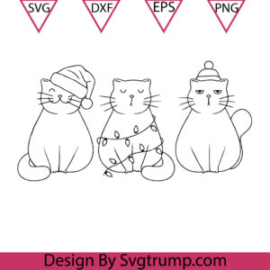 Christmas Cat Row Of Cute Svg, Row of Cats Svg, Cat Bundle Svg