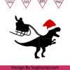 Christmas Dinosaur With Santa Sleigh Svg