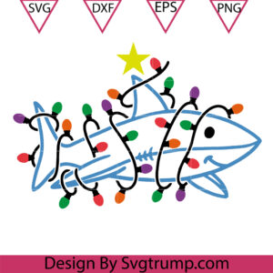 Christmas LIGHTS Shark Svg, Christmas Tree Shark Kids Shark Funny Svg