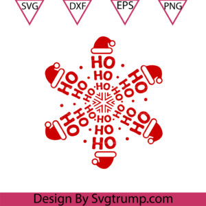 Christmas Mandala Ho Ho Ho SVG, Santa Snowflake SVG