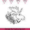 Christmas MooseFlowers Cut File Svg, Moose Poinsettia Svg, Elk Christmas Animal Svg