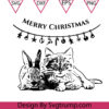 Christmas Rabbit And Kitten Svg, Cat And Rabbit Christmas Svg