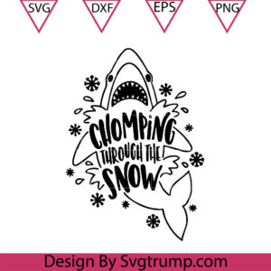 Chomping Through The Snow Svg, Shark Cut File Svg