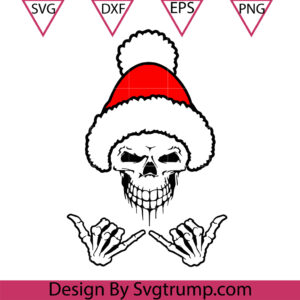Christmas Skull Fingers Svg, Skull Santa Svg, Skeleton Santa Hat Svg