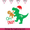 Christmas T Rex Dinosaur Gingerbread Svg Oh Snap Gingerbread Man Svg Funny Dinosaur Santa Hat Eating Svg