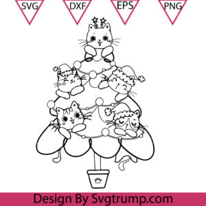 Christmas Tree Catmas Ttree Svg, Christmas cat Svg, Warm Cat Svg