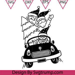 Christmas Tree Gnomes Truck Svg, Christmas Trees And Gnomes Svg, Gnomes And Car Svg