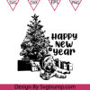 Christmas Tree Happy New Year Dog Instant Digital Downloadable File