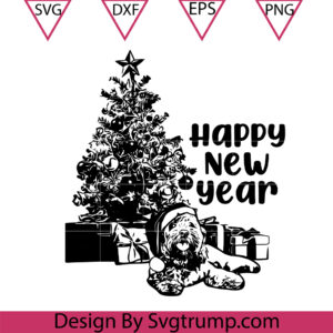 Dogg Happy New Year Christmas Tree Svg, Happy New Year Dog Instant Digital Svg
