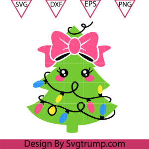 Christmas Tree With Lights Svg, Girl Christmas Svg, With Lights Svg