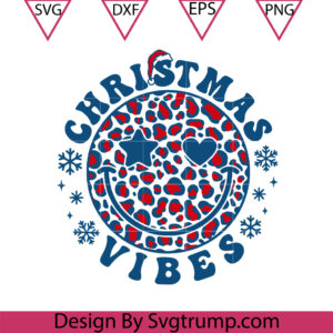 Christmas Vibes Smile Face Leopard Svg, Smile Face Leopard Svg