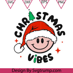 Christmas Vibes Smile Icon Svg, Smiley Christmas Santa Claus Svg