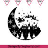 Christmas Village Moon Svg Christmas Moon Svg Santas Sleigh Svg