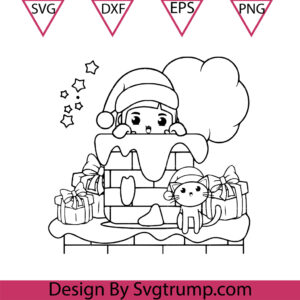 Cute Christmas In the Chimney SVG PNG DXF EPS