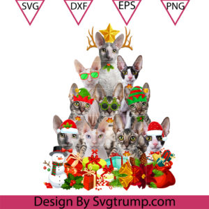 Cute Cornish Rex Cat Christmas Tree PNG, Ornament Cat Lovers Xmas PNG, Cat Christmas PNG