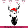 Deer Wearing Christmas Hat Svg Santa Deer Svg Deer Santa Svg Deer Head Svg