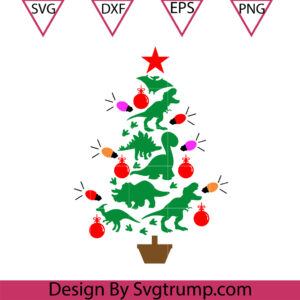 Dinosaur Christmas Tree Lights Svg, Dinosaur Christmas Theme Svg