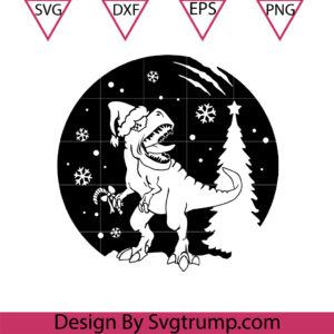 Dinosaur Santa Christmas Cute Svg, Happy New Year Dinosaur Svg