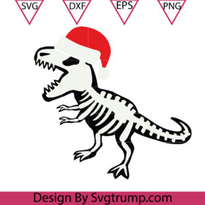 Dinosaur Skeletons Wearing Christmas Hats Svg, Hat Christmas Dinosaur Svg