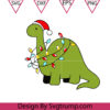 Dinosaur With Christmas Light Svg Santa Dinosaur Lights Svg