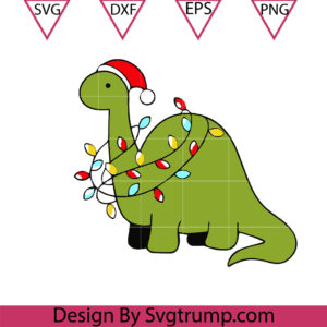 Dinosaur With Christmas Light Svg, Santa Dinosaur Lights Svg