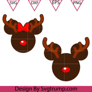 Disney Reindeer Ears Svg, Reindeer Christmas Mickey Minnie Mouse Ears Svg